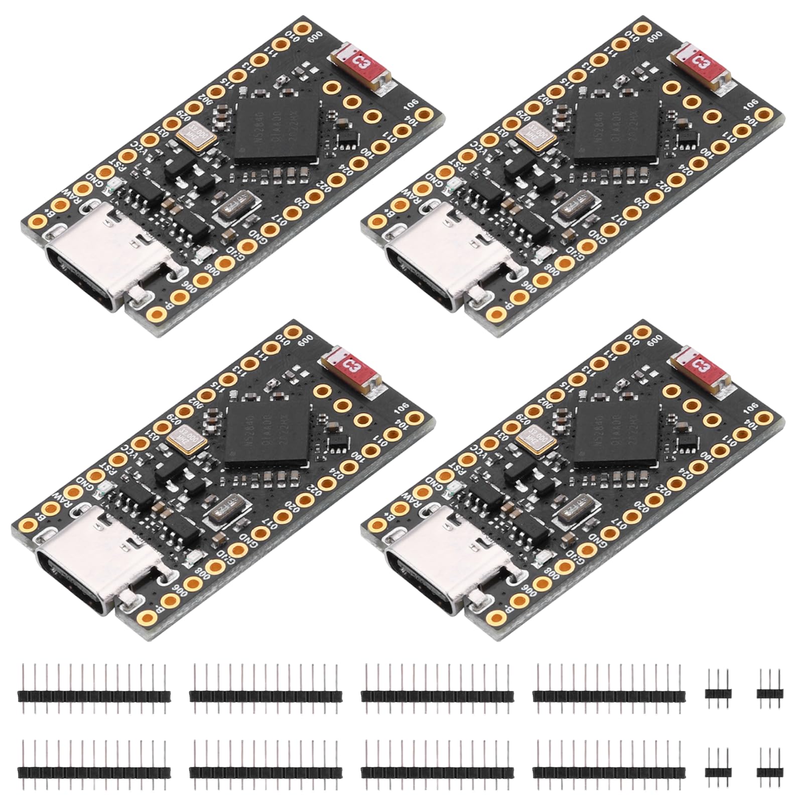 4PCS NRF52840 Development Board,Pro Micro Replacement Board with Bluetooth 5.0 BLE, nRF52840 ARM Cortex-M4F 64MHz, USB-C Charging Management, Compatible with Arduino IDE for IoT DIY Projects