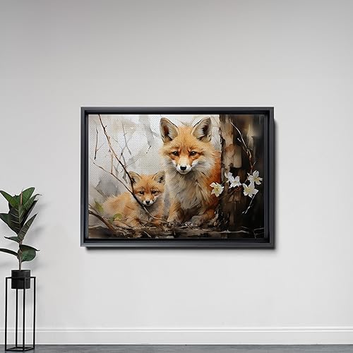 Miniatura 5 de Fox Mother Cub Print, In The Style Of Stencil,Based, Kids Wall Art, Kids Wall Art Display, Mom And Baby Animal Art Print, Canvas Prints, Art Print