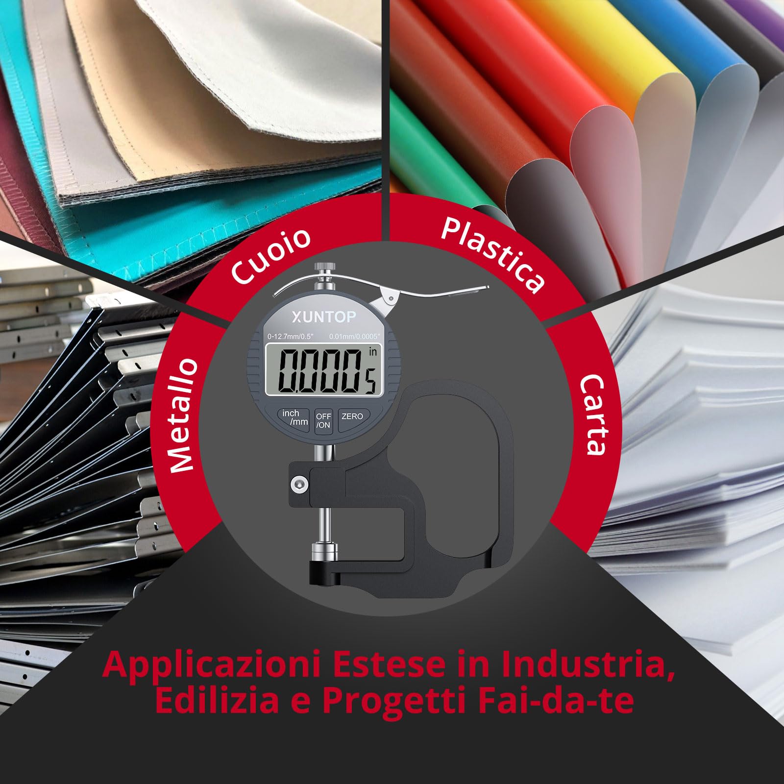 Spessimetro Digitale 0-12,7mm 0,01mm Display LCD Calibro Elettronico con Auto-Spegnimento