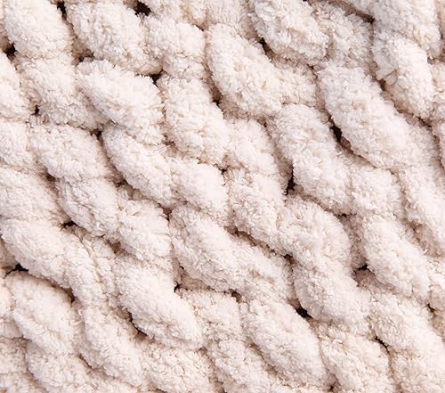 Miniatura 2 de Hilo de felpilla súper voluminoso para tejer con el brazo, color beige, 3 libras, de poliéster grueso, de lujo, jumbo, para manualidades, para