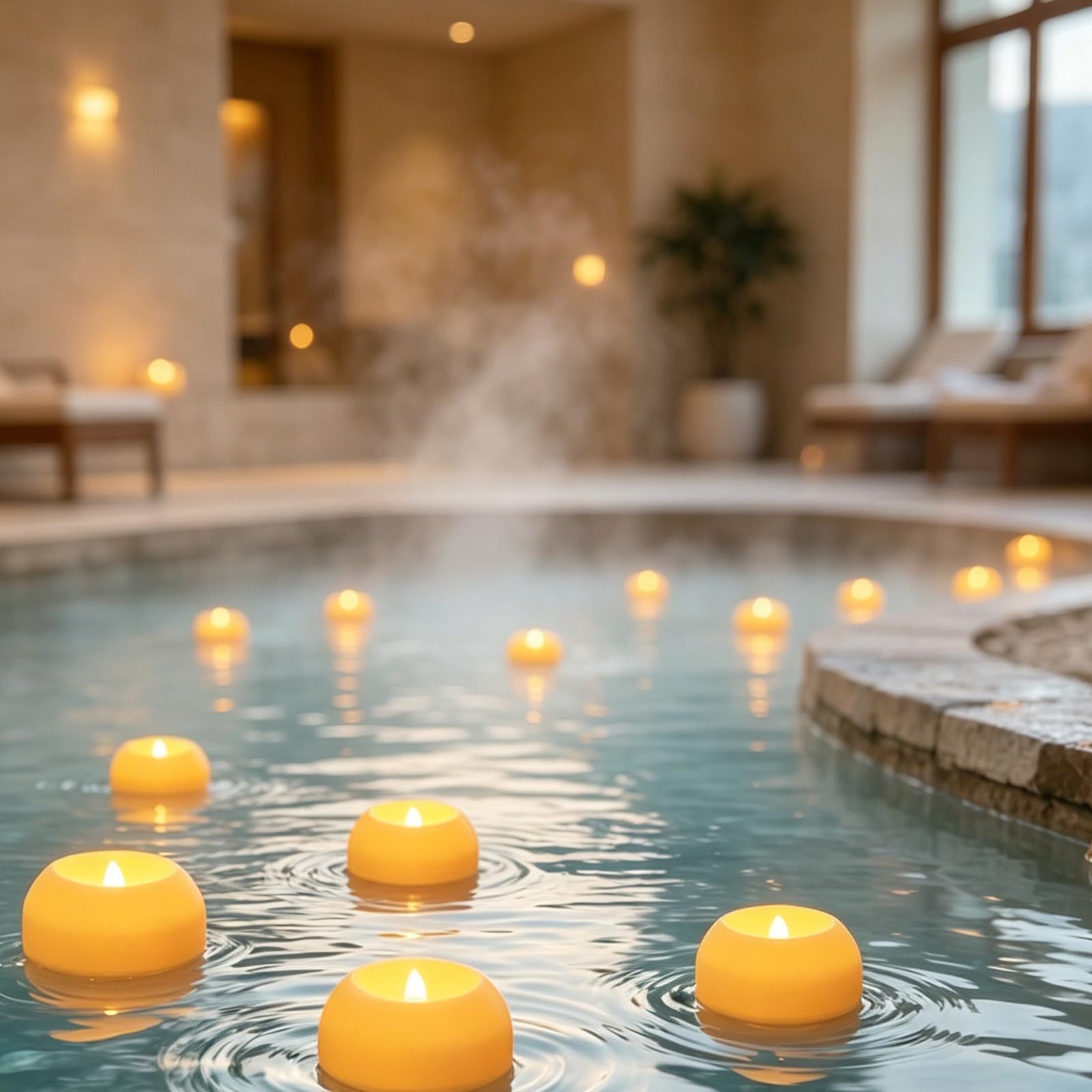 Lot de 24 Bougies Flottantes, Bougie Flottante, Bougie Chauffe Plat LED, Idéales pour Piscine, Bain, Fontaine, Décorations de Mariage, Centres de Table, Vases, Baignoires et Spa, Autonomie 200 Heures