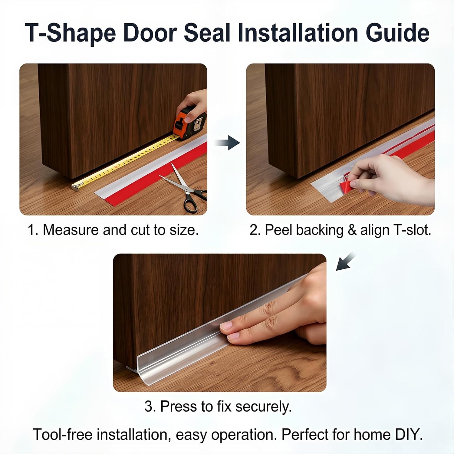 20FT T-Type Clear Weather Stripping, 1.97" Wide Silicone Door Seal Strip, Heavy Duty T-Slot Door Gasket, Sound-Reducing & Windproof Draft Stopper, Discreet Gap Blocker for Doors and Windows