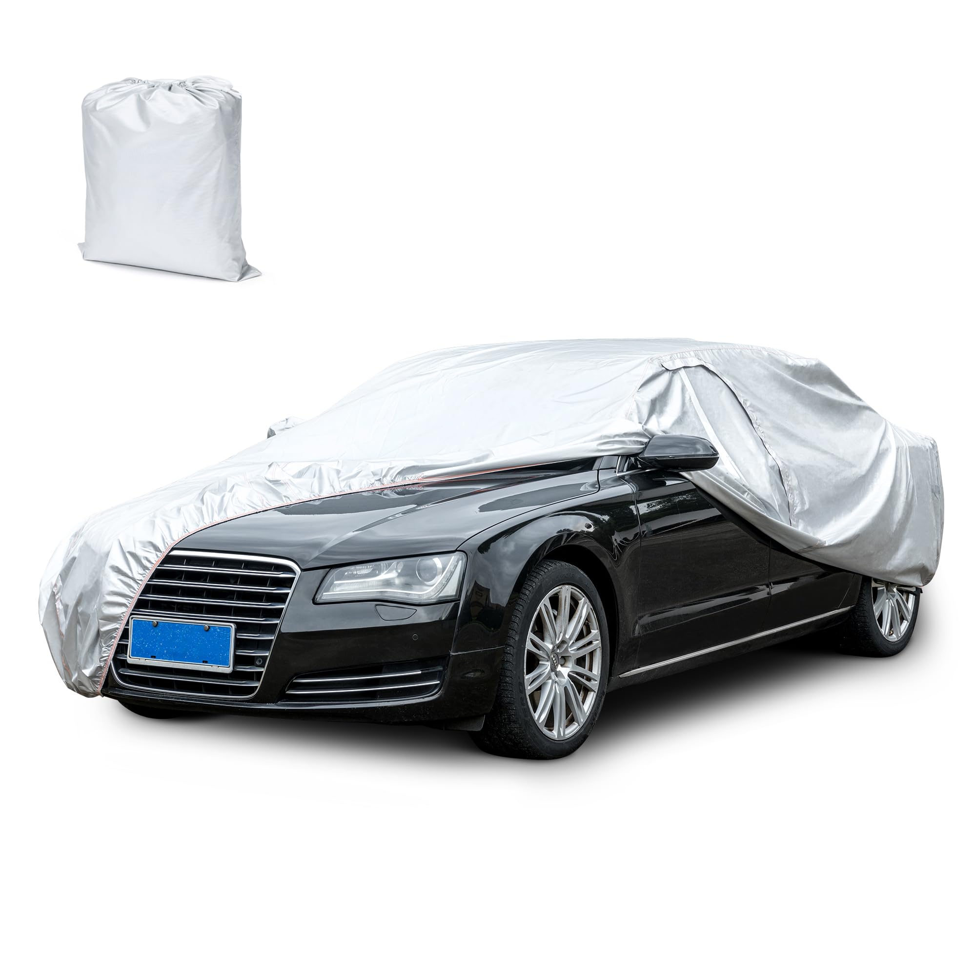 Car Cover for Automobiles,Outdoor Full Exterior Cover Waterproof All Weather UV Rain Snow Hail Protection Car Cover with Zipper Door,Fit Sedan up to 157"