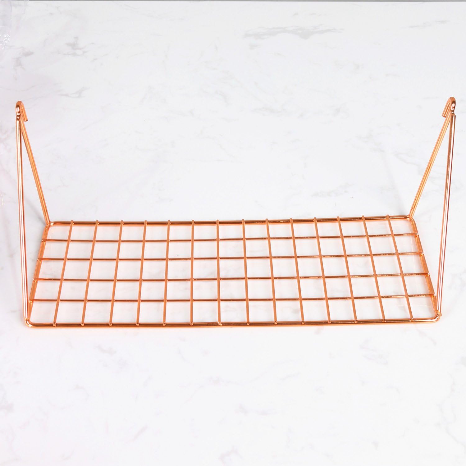 Hosaken Rose Gold Floating Strainght Display Shelf for Grid Wall Panel,Wire Wall Mounted Hanging Storage Organizer Bin & Flower Pot Shelf Rack for Home Decor (Copper)