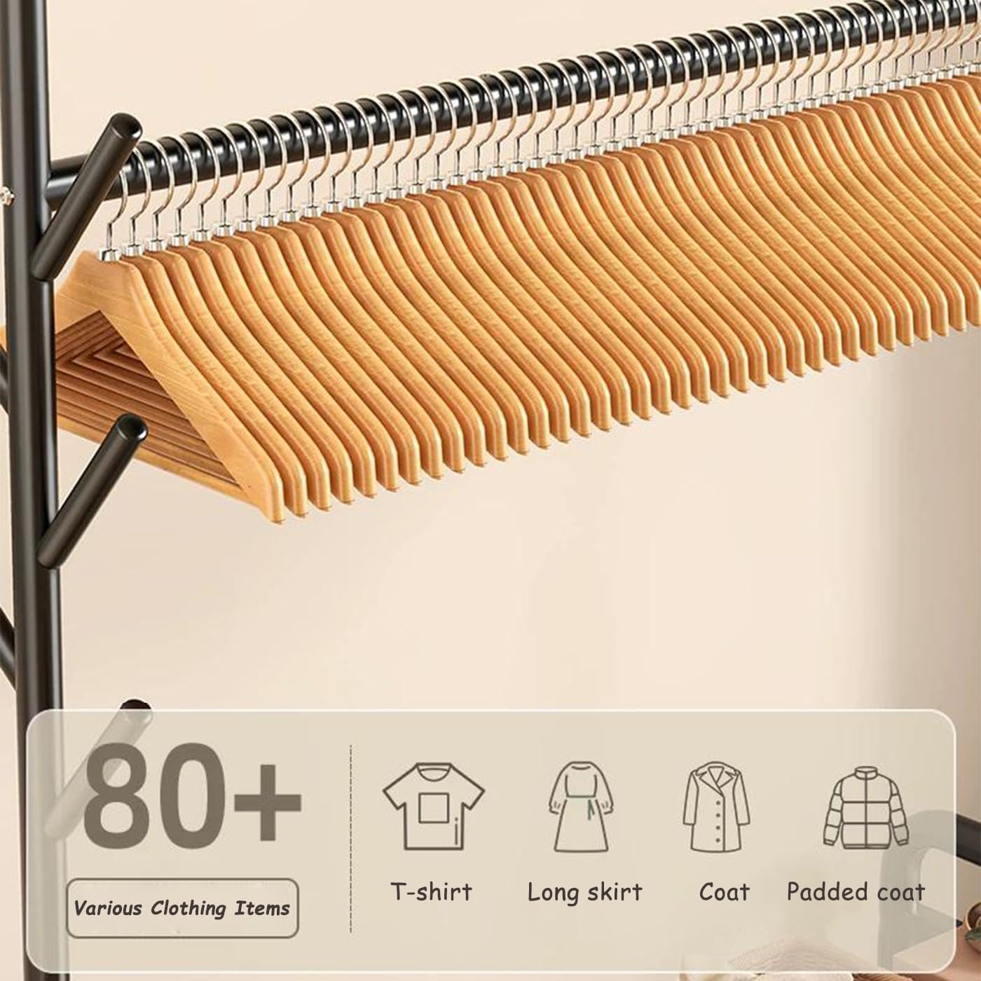 Freending Porte-manteau avec rangement à chaussures | Organisateur en métal robuste avec crochets et barres de suspension | Armoire d'entrée pour couloir | Solutions de rangement à domicile – 60/80