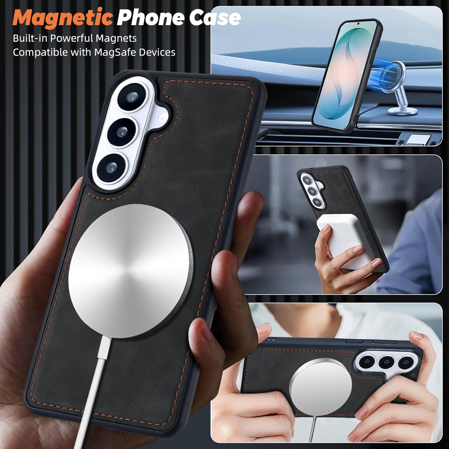 TwoHead for Samsung Galaxy S26 Plus Wallet Case with Card Holder, Detachable Magnetic Phone Case for S26 Plus,PU Leather All-Round Protective Phone Case Wallet with Wrist Strap(6.7 in,Black)