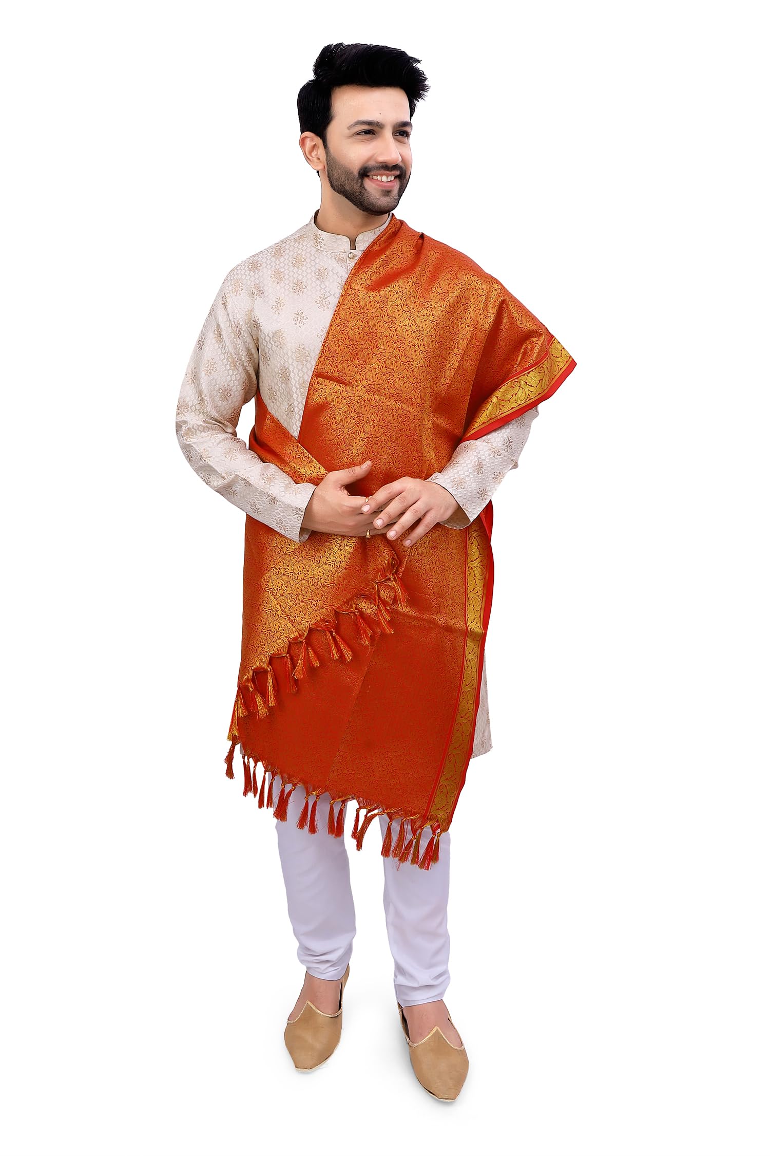 Traditional Wedding Collection Brocade Banarasi Silk Shawl, Shela, Dupatta For Men And Women Wedding Use It, [Size - 36×84 Inches, 2.25 Meter]