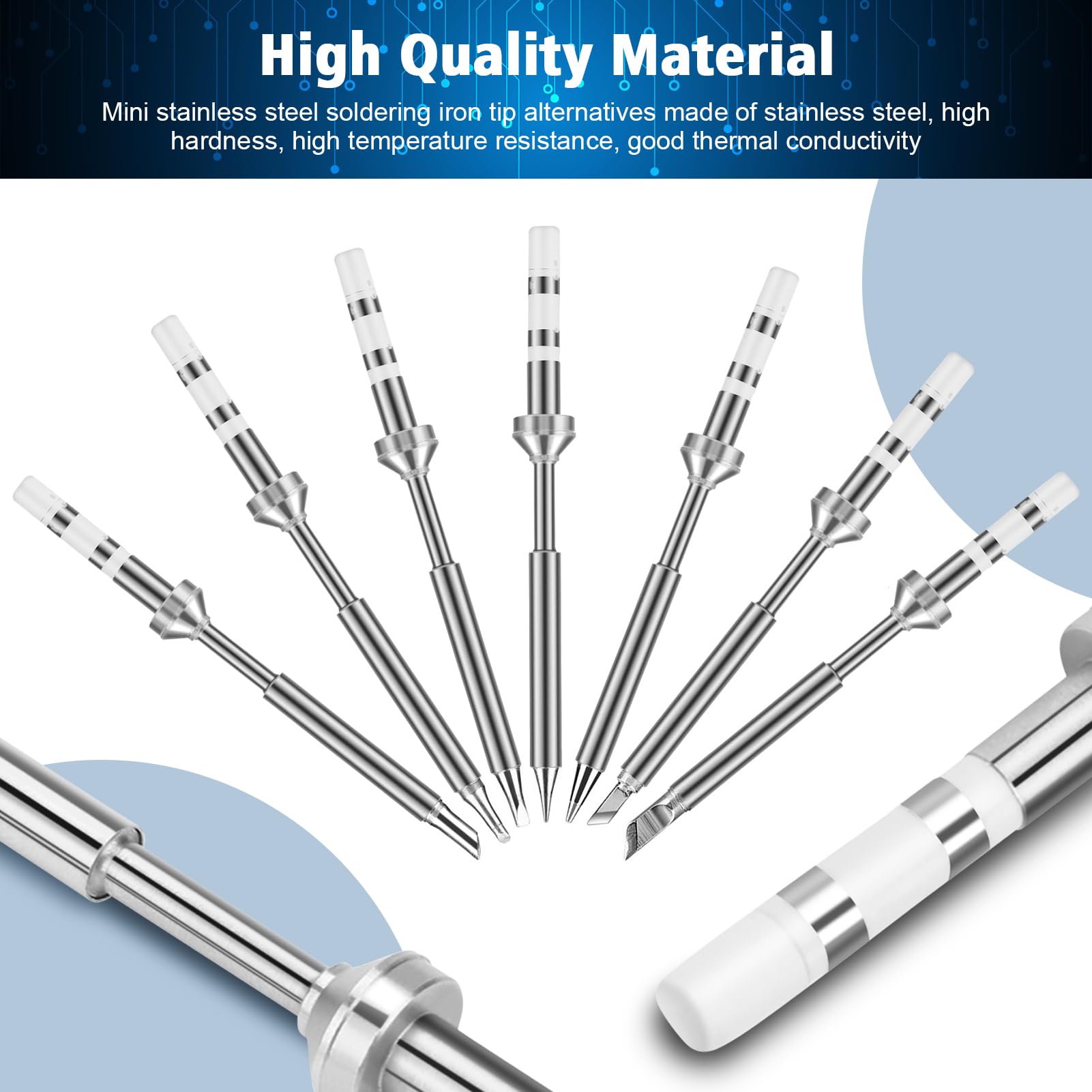 7 Mini Punte di Saldatura in Acciaio Inox per sostituire Il Saldatore Ts100, Set Saldatore Portatile per Esterni, Mini Ricambio per Saldatore Digitale (7 Pezzi)
