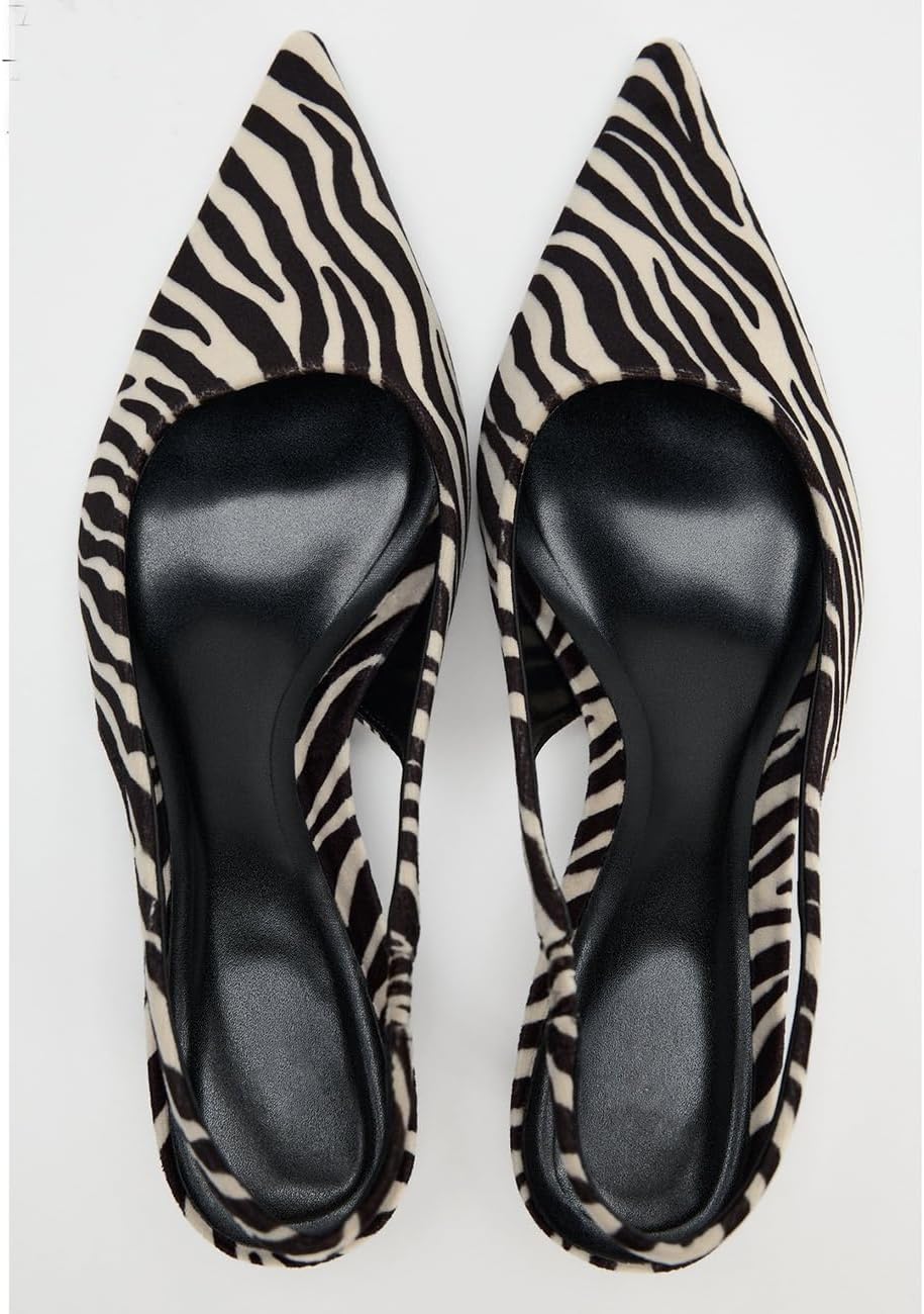 Fashion Leopard Print Slingback Pumps Shoes for Women Pointed Toe Kitten Heels - Image 6