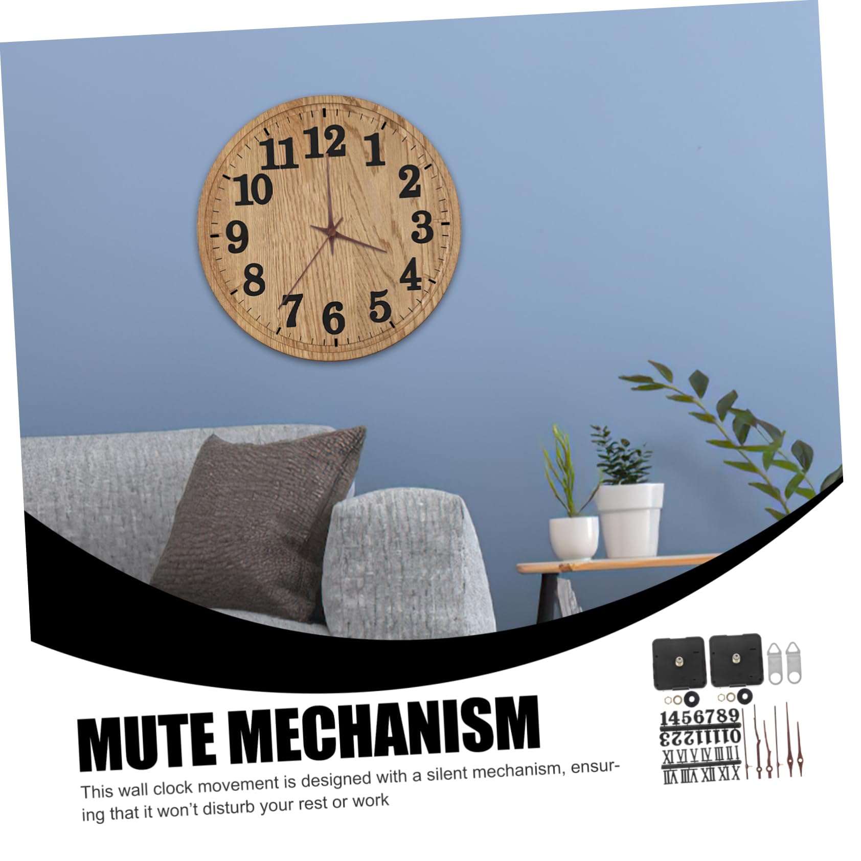 EXCEART 5 Ensembles d'horloge remplacer Mur Ton Les pièces rétro Mains kit de Chiffres d'horloge kit mécanisme Aiguilles et Moteur Bois