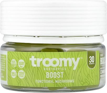 Troomy Reishi Mushroom Gummies with Ashwagandha - Berry Acai, 60 Count | 1000mg Reishi and 300mg Ashwagandha Per Serving, Vegetarian, Gluten-Free, Gelatin-Free, Plant-Powered, Made in USA