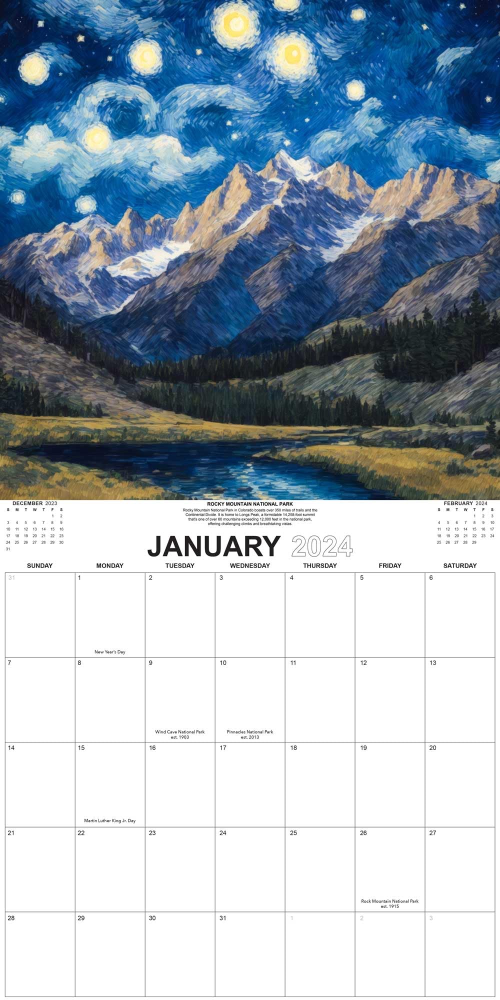 amazon-com-starry-night-national-park-2024-calendar-office-products