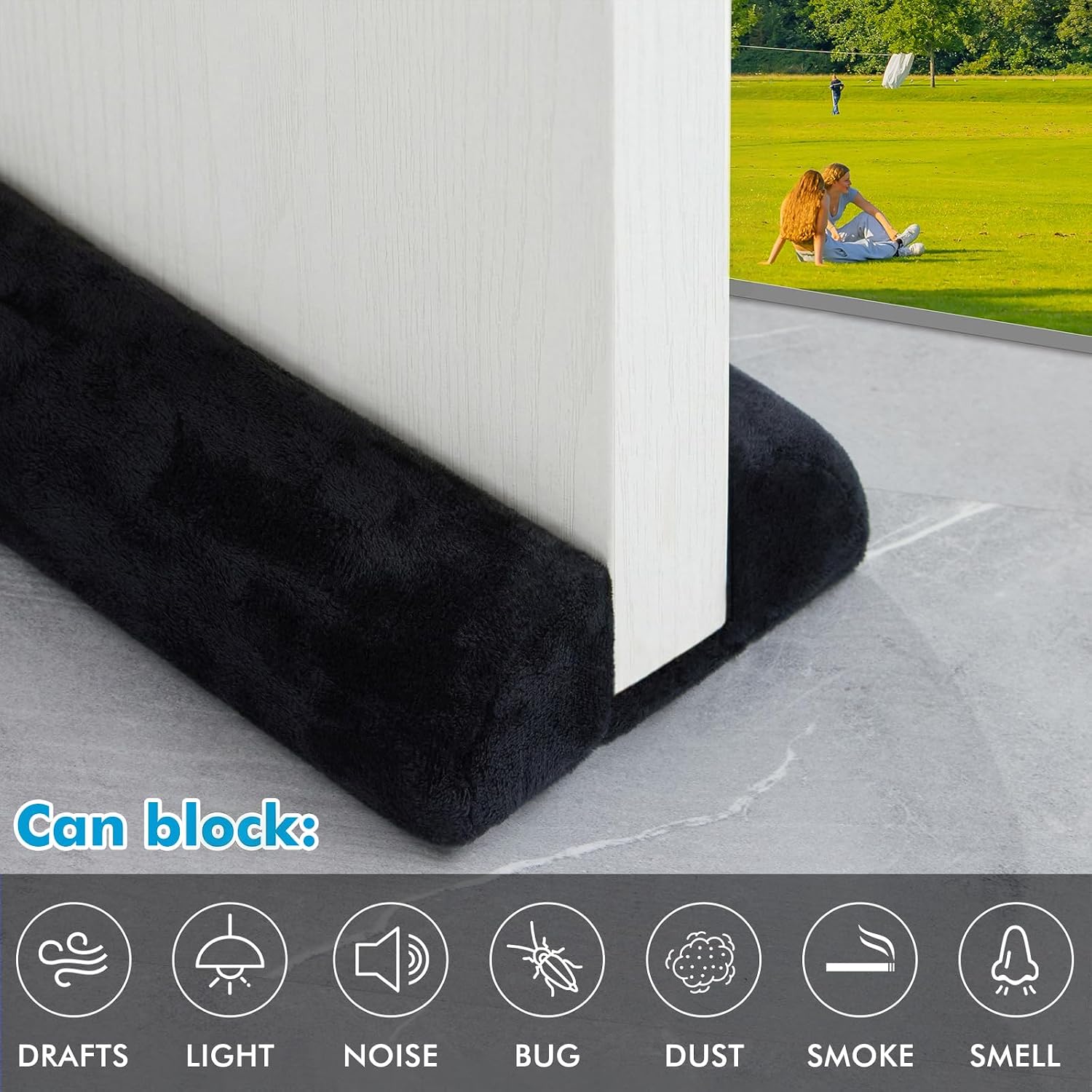 Under Door Draft Stopper for Bottom of Door 32 inch 90° Twin Triangle Door Draft Blocker Large Gap Draft Guard Door Seal Strip Soundproof Sweep Blocks Noise, Light, Dust Wind Home Dorm Room Essential