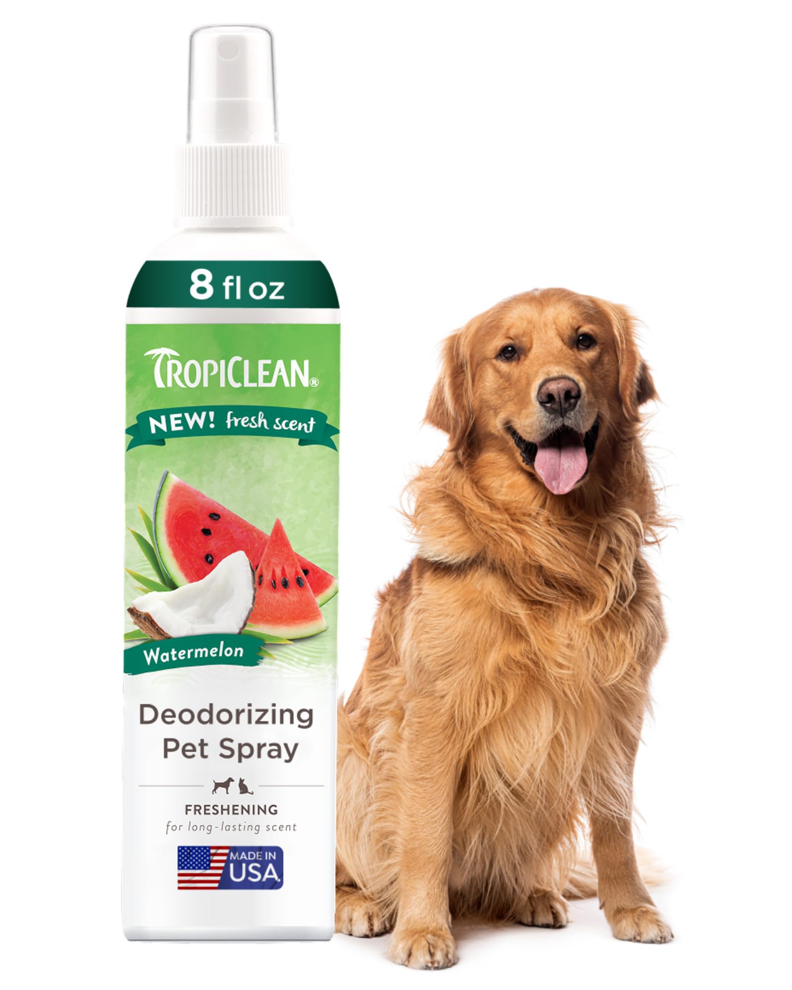 TropiClean Watermelon Cat & Dog Deodorizing Spray | Cat & Dog Grooming Supplies | 8 oz | Made in the USA