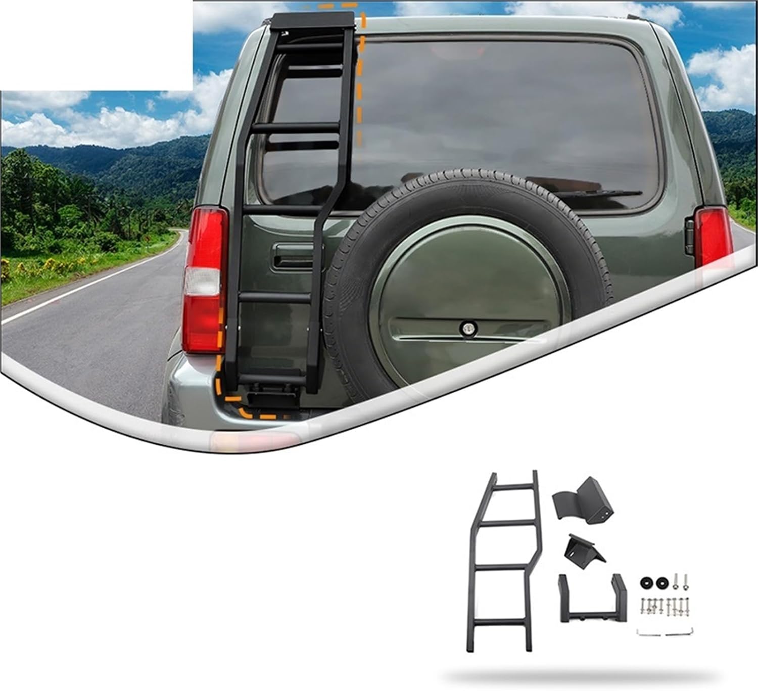 Aluminum Alloy Tailgate Ladder Rear Door Climbing Rack Compatible with Suzuki Jimny 2007-2017 Accessories