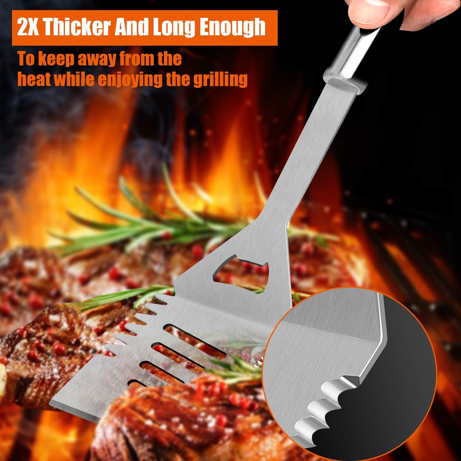 Anpro Grilling Accessories Grill Kit- Grill Set, Grilling Utensil Set, BBQ Accessories, BBQ Kit, BBQ Grill Tools, Grilling Gifts for Men, Smoker, Camping, Kitchen, Stainless Steel, 31 pcs