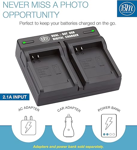 Miniatura 2 de BM Premium NB-4L Cargador de batería de doble bahía para Canon Elph 100, Elph 300, Elph 310, PowerShot SD400, SD430, SD450, SD630, SD750, SD780,