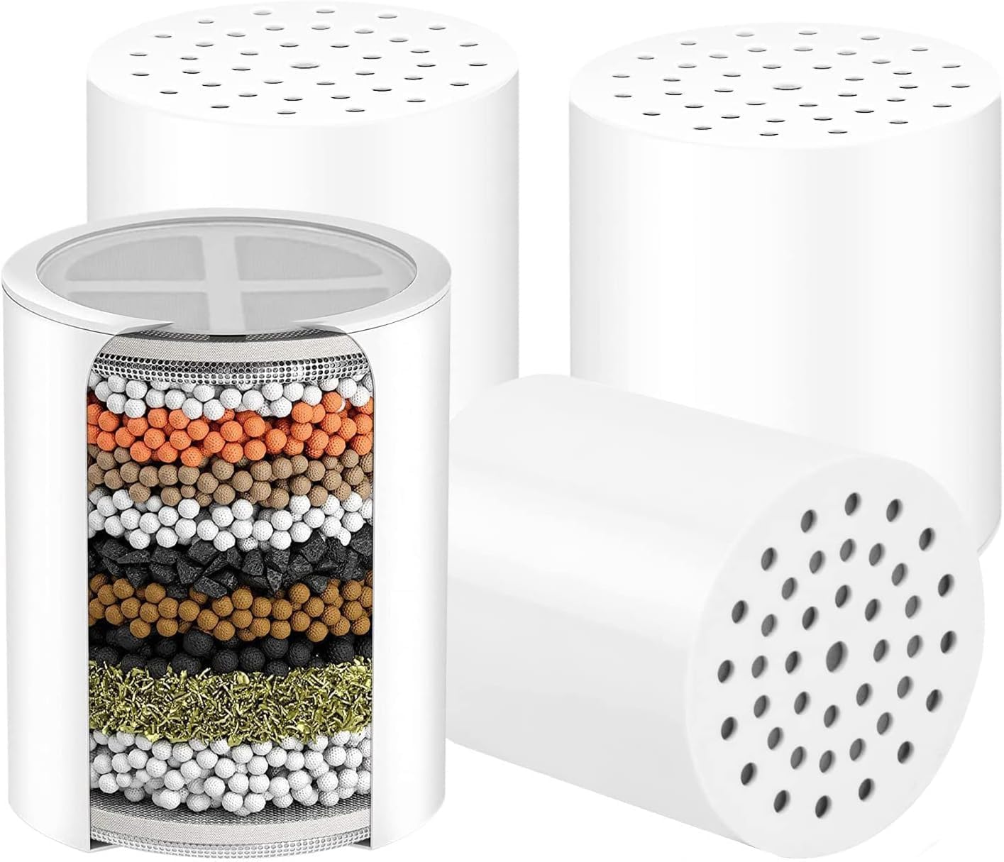 AWO 4 PACK Replacement Shower Filter Cartridge Compatible with Eskiin High Pressure Showerhead,Multi Stage Shower Filtration Systems for Hard Water Reduces Chlorine,Fluoride and Harmful Substance