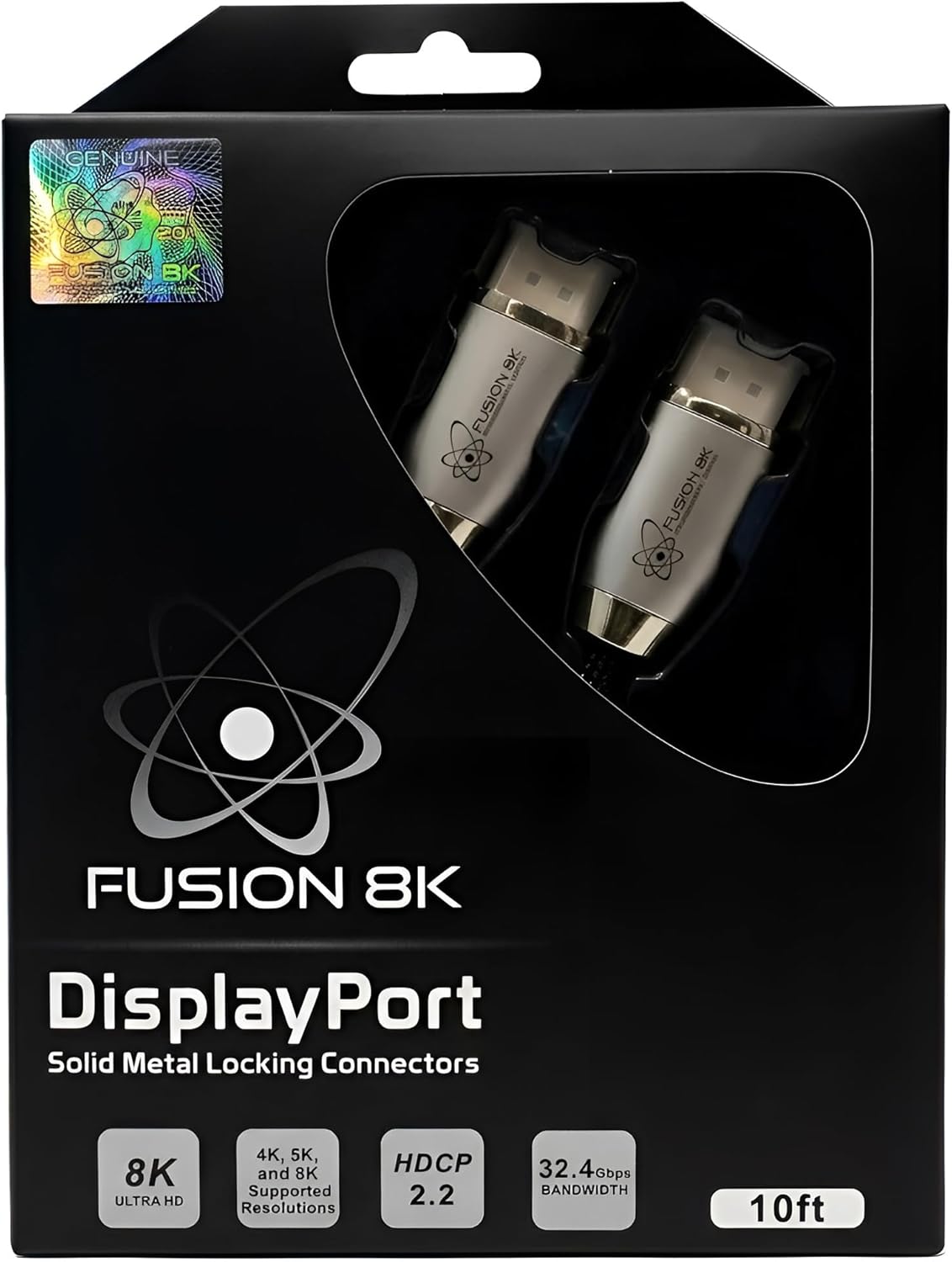 Fusion8K 8K DisplayPort Cable 1.4-10 Feet DP Cable 32.4Gbps | 4K@120Hz 8K@60Hz 2K@165Hz | Gold-Plated Locking Connectors, HDCP 2.2, HDR | Gaming Monitor Display Port Cord for PC, Graphics Card