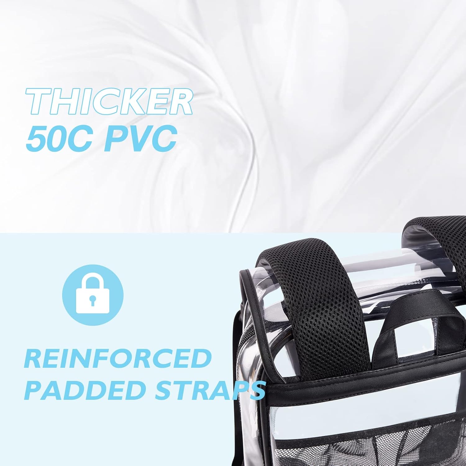 mommore Clear Backpack Heavy Duty Large Clear Bookbag for School Transparent PVC Stadium Approved See Through Back Pack - Image 3