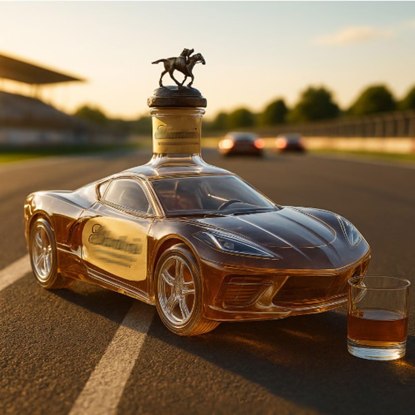YDZYFFS 300ML Whiskey Decanter Wine Bottles Art Statue Figurine - Sports Car Shaped Whiskey Wine Bottle Sculpture, Novelty Glass Whiskey Decanter, Car Theme Empty Wine Bottles(B)
