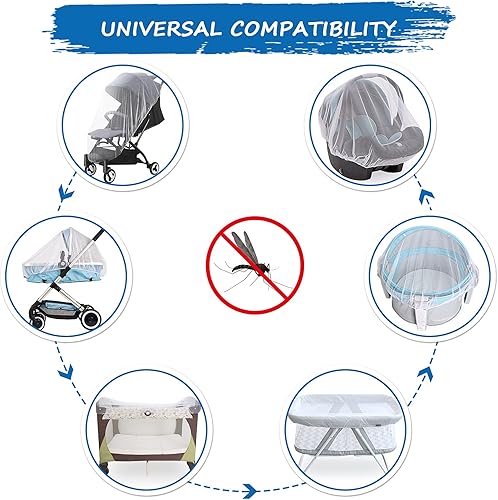 Miniatura 6 de Mosquitera para cochecito (paquete de 2), mosquitera para bebé para asiento de automóvil, moisés, cunas, corral, Pack N Plays y mini cuna portátil,