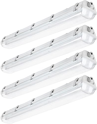 Brillihood Lámpara LED a prueba de vapor de 4 pies, 36 vatios, 4000 lm, 6000 K (blanco brillante), cubierta transparente, luz superior impermeable