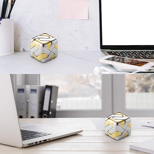 Miniatura 5 de Rompecabezas de metal 3D Brain Teasers para adultos, regalos inteligentes para niños y niñas, oro y plata