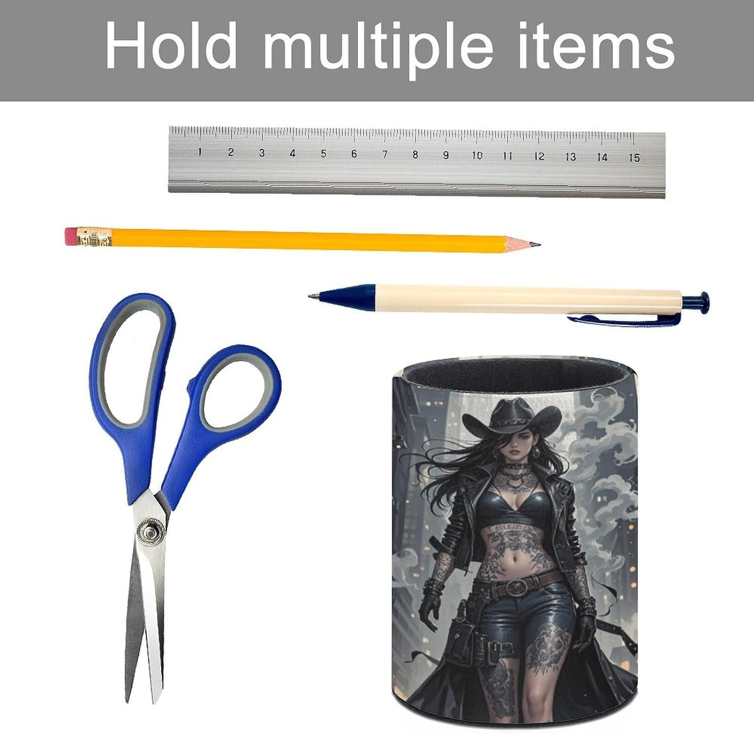 Cool Cowboy Woman Pen Holder Desk Organizer for Office Workspace image 5