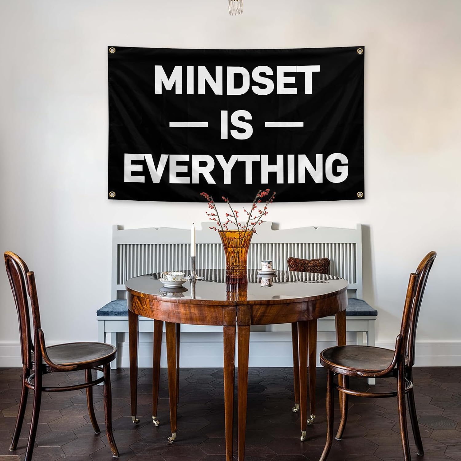 Mindset Is Everything Slogan Flag 3x5 Feet with 4 Brass Washers for College Dorm Study bedroom Man Cave Office Bedroom Wall Decor Challenge Mindset Learn Flag image 5