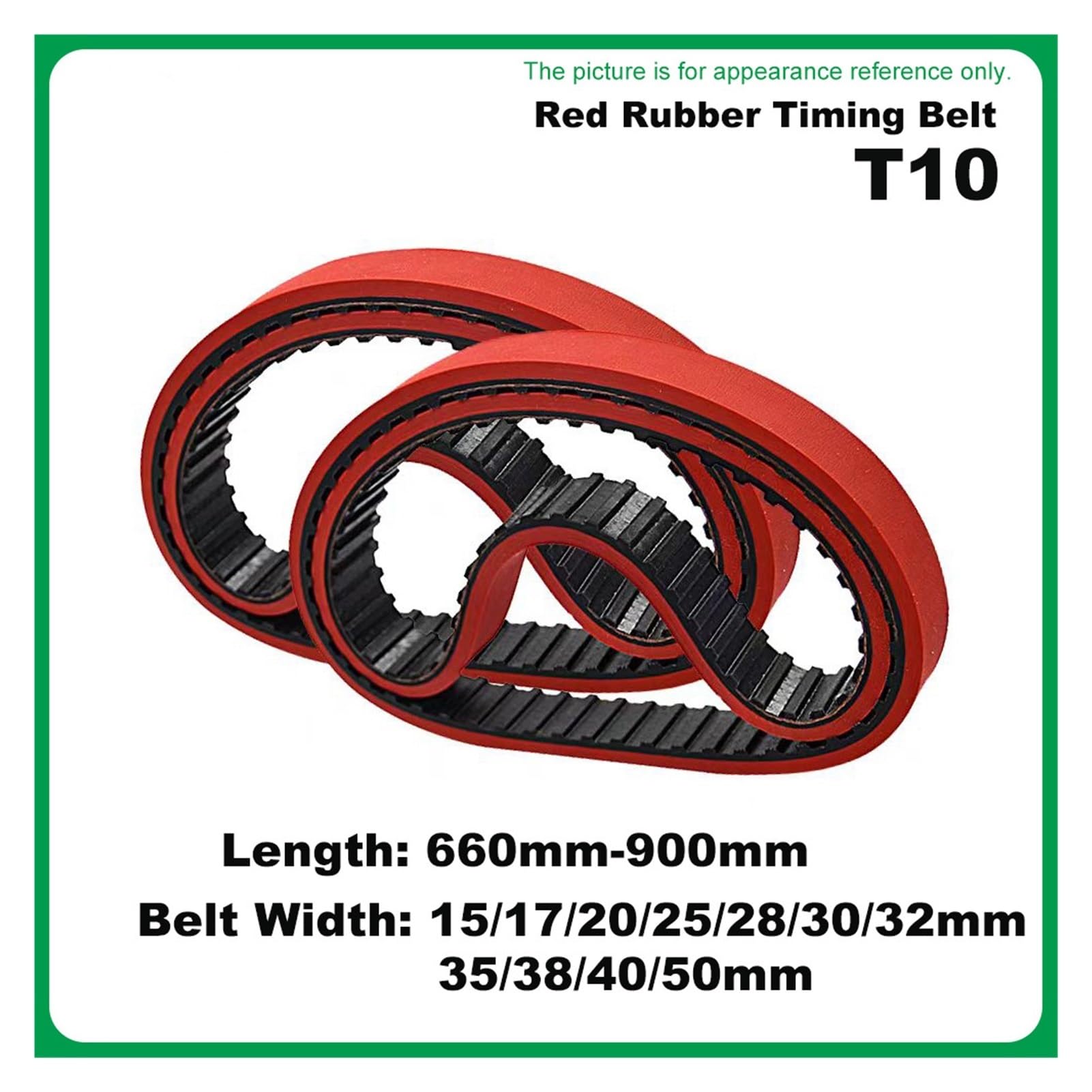 1pc PU Food Grade Timing Belt | T10-660-700mm Red Rubber For VFFS Packing Machine(T10-660mm,1PC_38MM)
