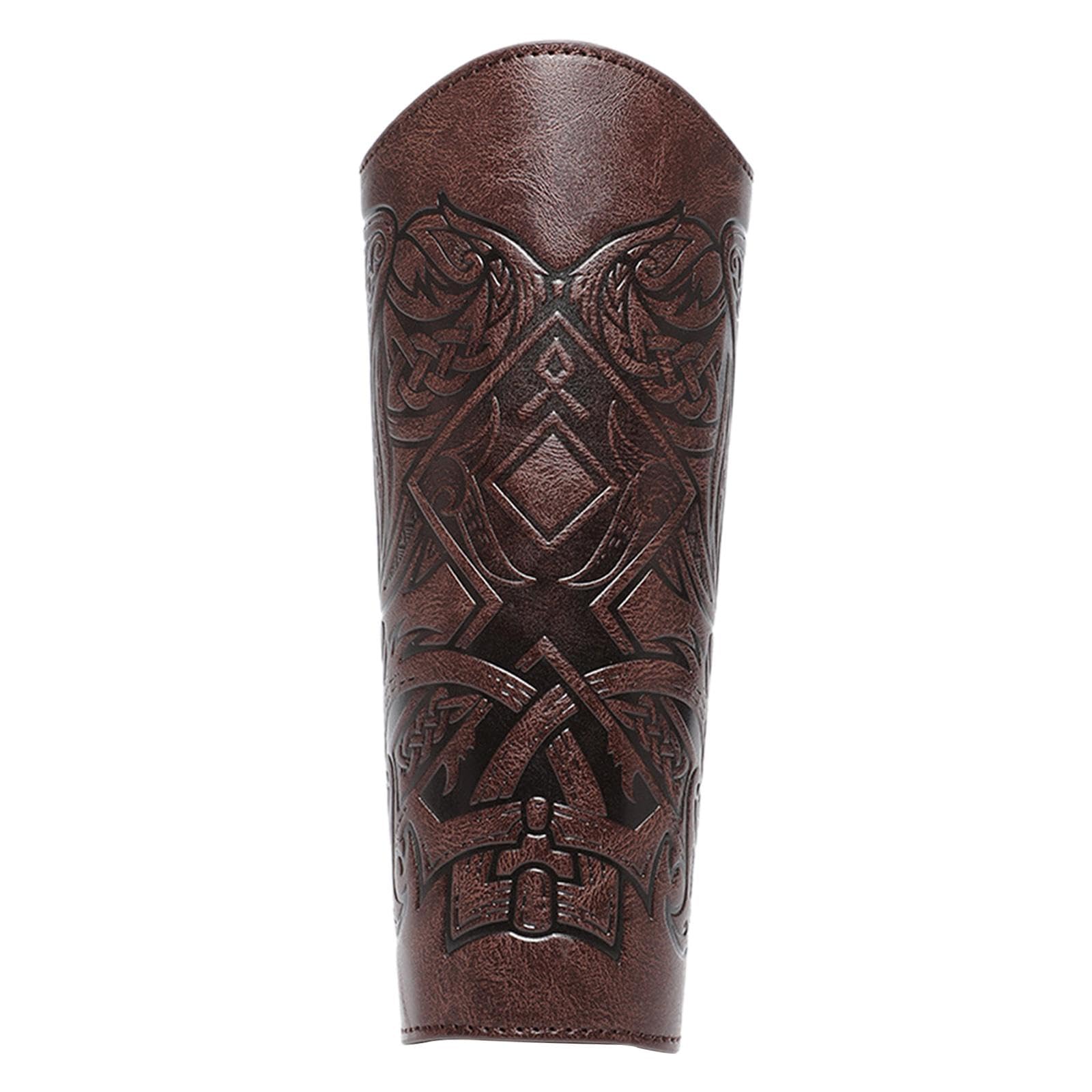 urjix URJIX™ Medieval Bracers Adult PU Leather Gauntlet Wristband for Cosplay Accessories Coffee Color 1pcs-picture-30