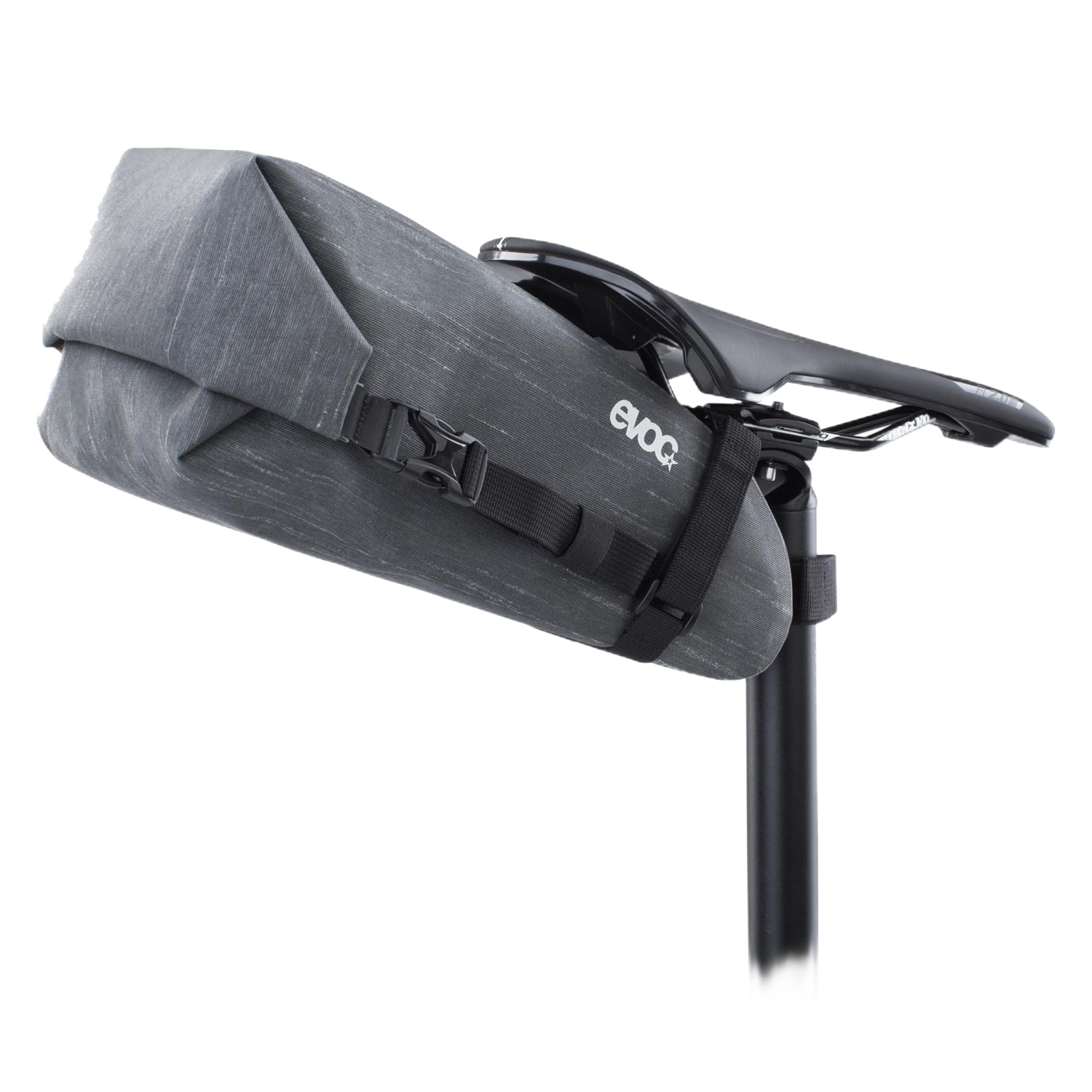 EVOC SEAT PACK WP 4, einfache Satteltasche (leichtes Fahrradzubehör, wasserfeste Bikebag, Fahrrad Tasche hinten, Maße: 12 x 30 x 11 cm, Gewicht: 220 g, Volumen: 4 l), Carbon Grey