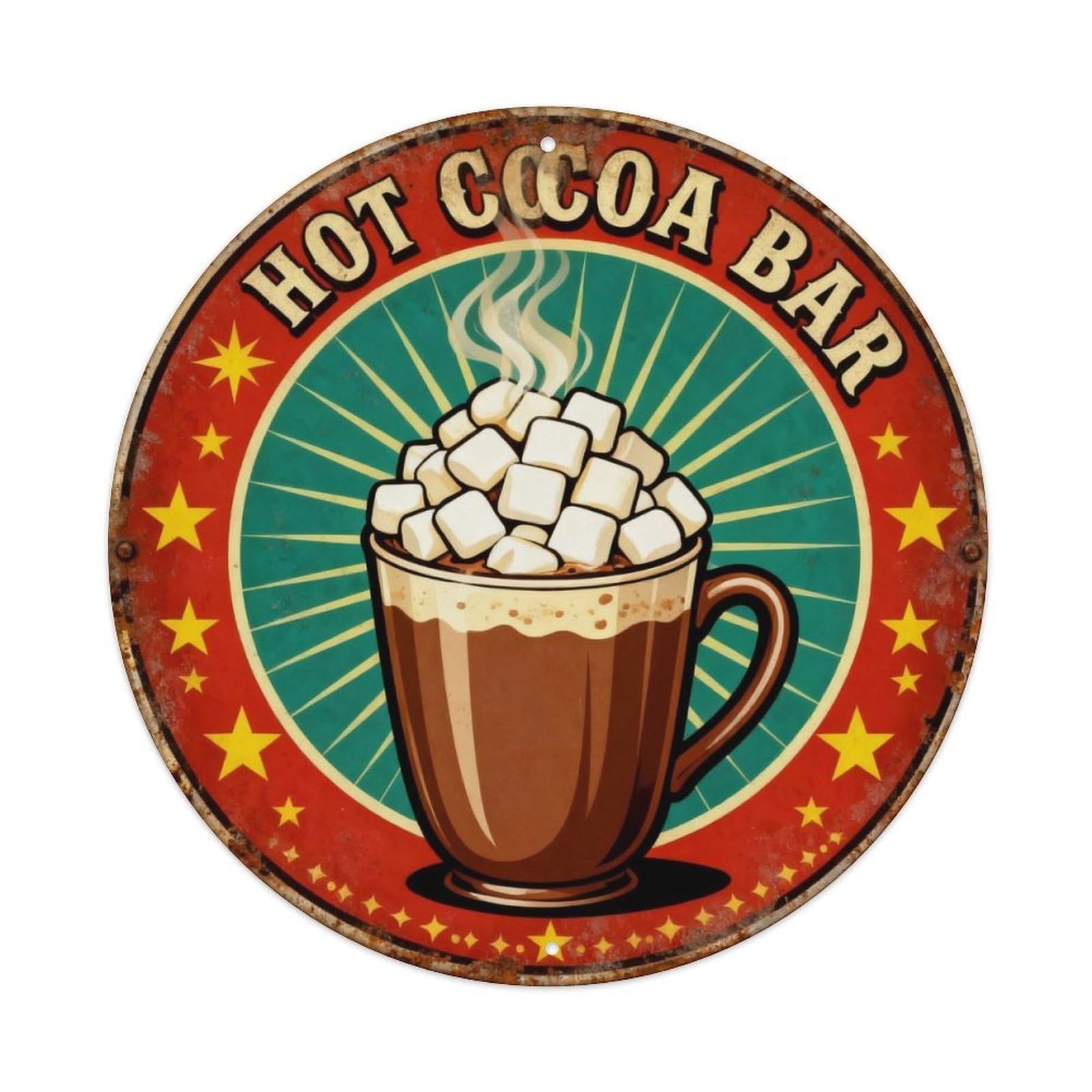 Hot Cocoa Bar Winter Sign Metal Tin Sign Plaque