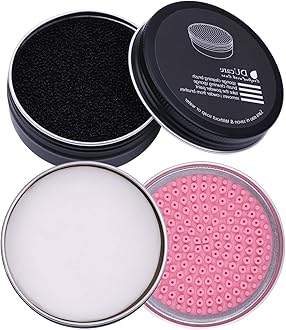 DUcare Makeup Brush Cleaner 2Pcs Brush Cleaner Solid Soap Cleanser & Color Removal Sponge - Easy to Clean Brushes Removes Shadow Color