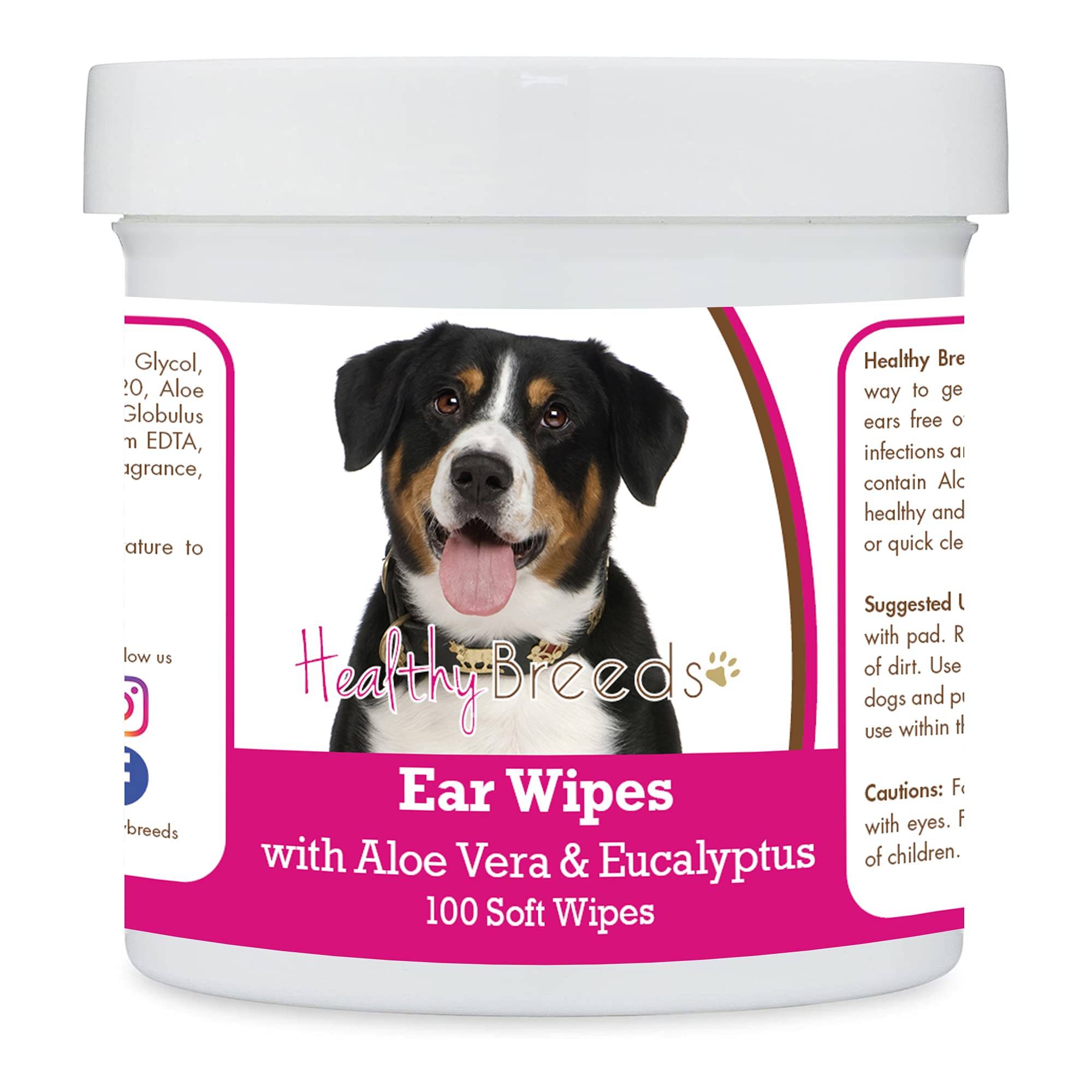 Healthy Breeds Entlebucher Mountain Dog Ear Cleaning Wipes with Aloe &amp; Eucalyptus for Dogs 100 Count
