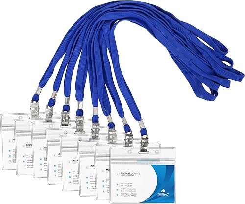 25 juegos de soportes horizontales para tarjetas de identificación con cordón, soporte impermeable de plástico transparente para etiquetas de nombre