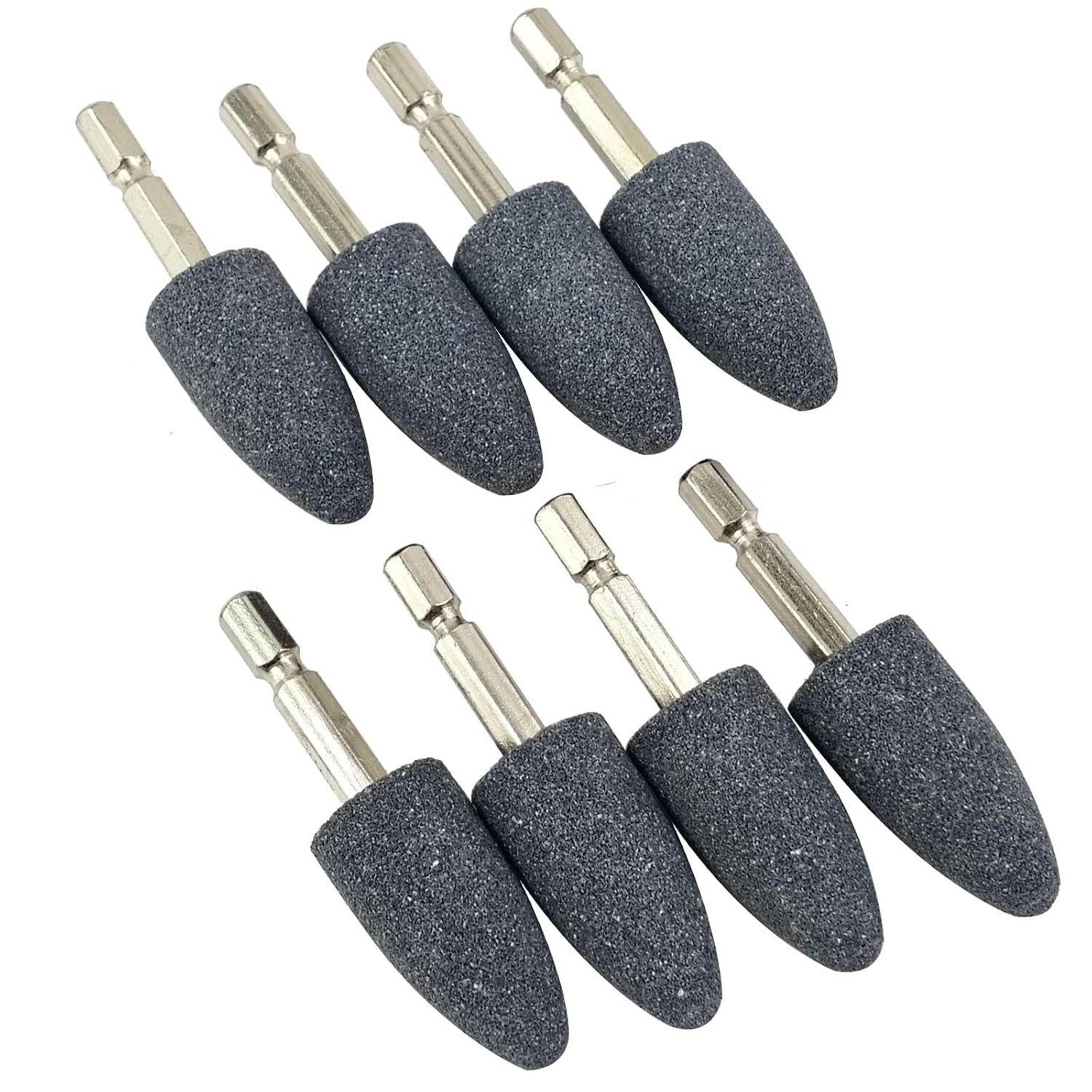𝐋𝐮𝐨 𝐤𝐞 8 Pcs Cone Shape Grinding Stone - 1/4'' Hex Shank Abrasive Stone Mounted Grinding Point Aluminum Oxide Grinding Bits for Rotary Tool Drill (Head Size: 20mm)
