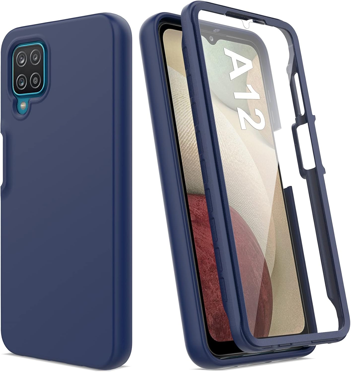 for Samsung Galaxy A12 Case with Builtin Screen Protector