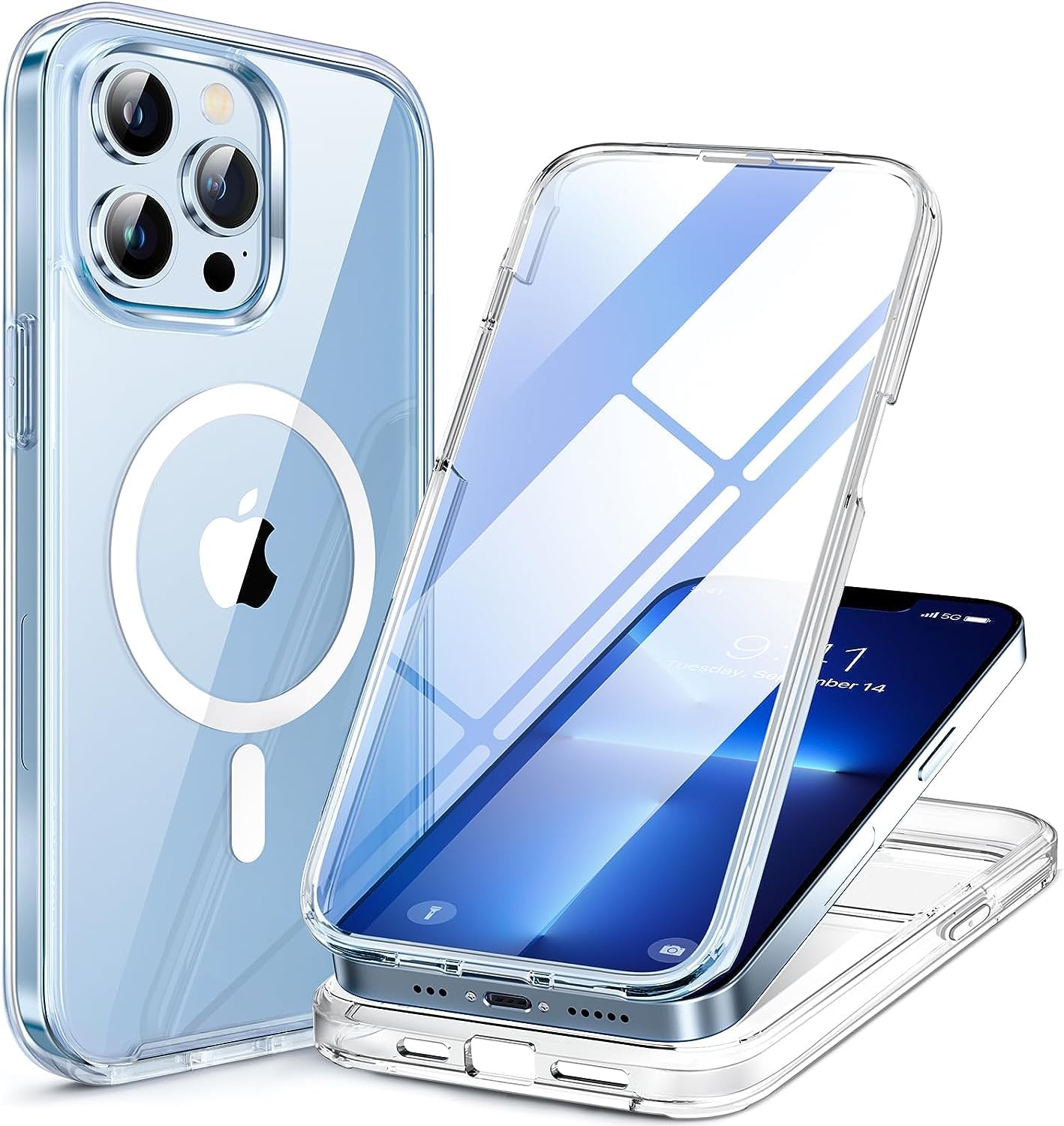 Miracase for iPhone 13 Pro Case 6.1",Built-in Glass Screen Protector,Clear