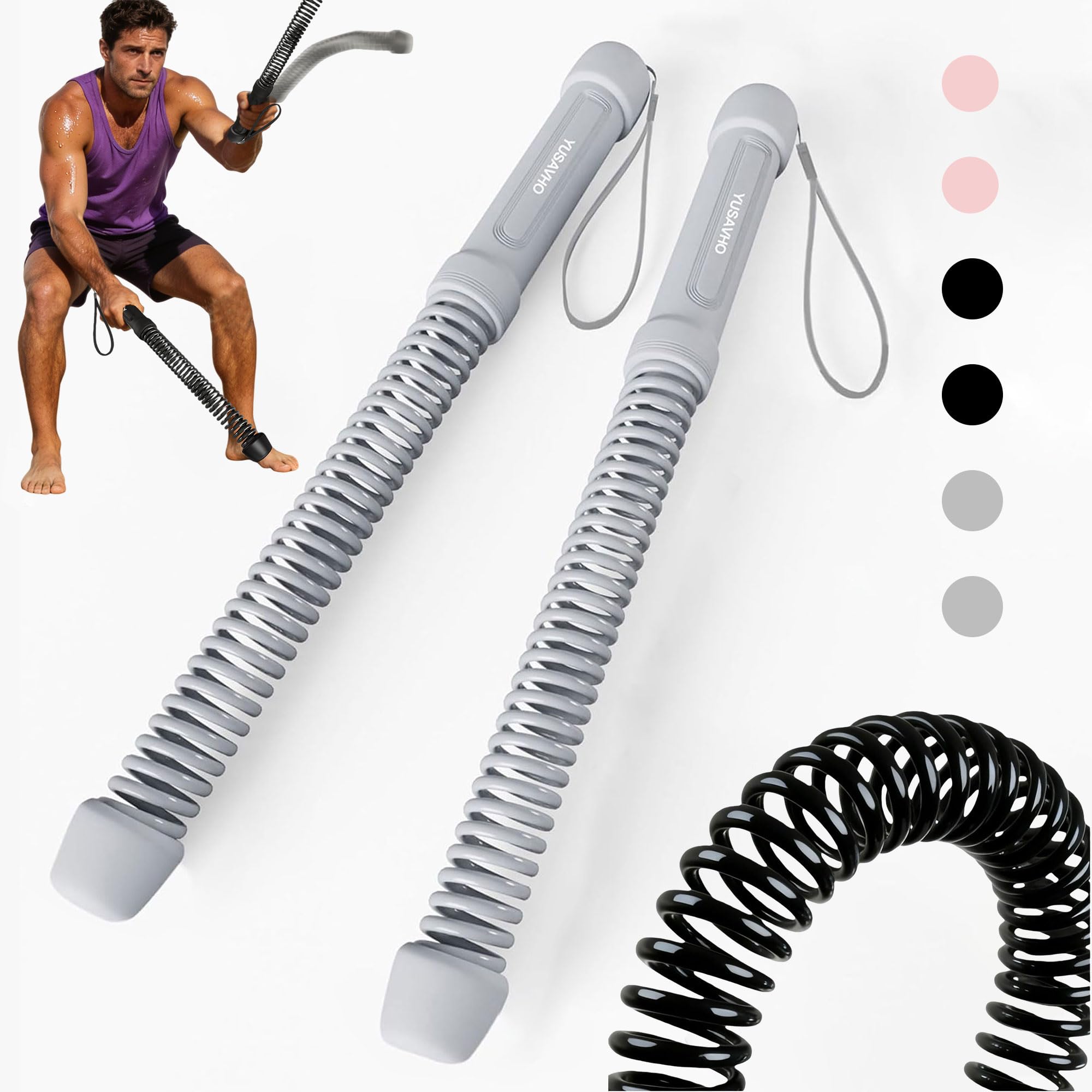 Ropeless Battle Ropes for Home Gym-Cordless Training Rope Fitness Equipment for Men & Women,Weighted Workout Ropes for HIIT,Versatile Exercise Equipment for Home and Travel Exercise(Grey)-picture-24
