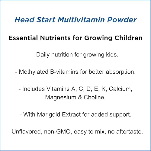 Miniatura 4 de Head Start Multivitamínico en polvo | Nutrientes esenciales para niños en crecimiento, vitaminas B metiladas, fácil de mezclar, sin sabores,