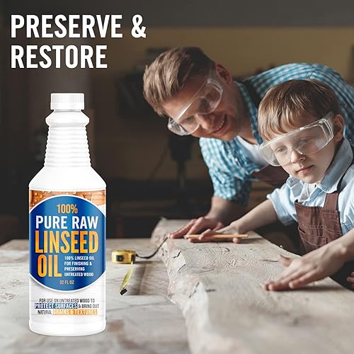 Vista 9 de Aceite de linaza crudo 100% puro para acabado de madera, acondicionador y protección para muebles de interior y exterior, pisos, cubiertas, 1 galón