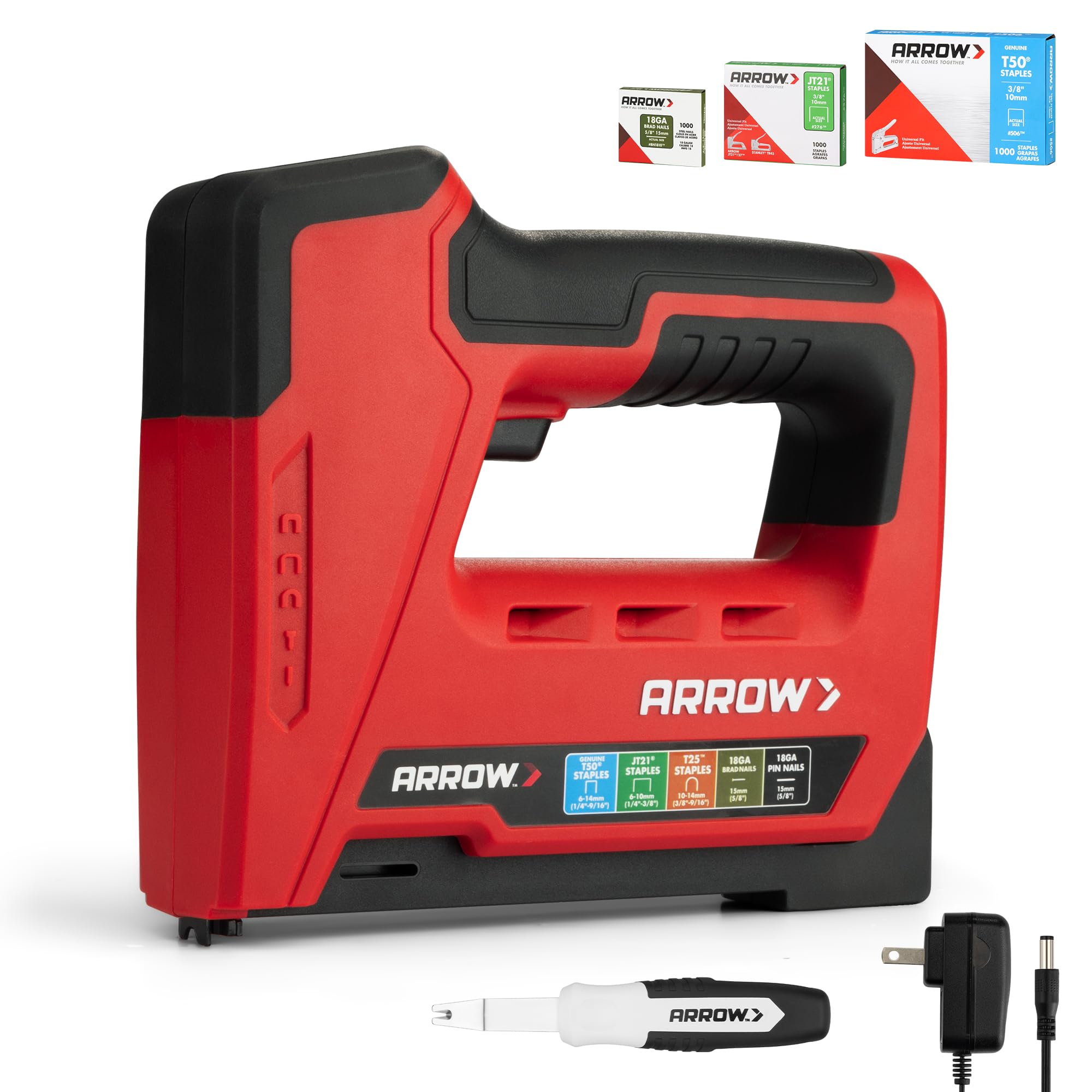 Arrow Electric Staple Gun, 5 in 1 Cordless Staple Gun for Upholstery with 3000Pcs Staples and Nails, 3.6V Rechargeable Heavy Duty Band Nailer with