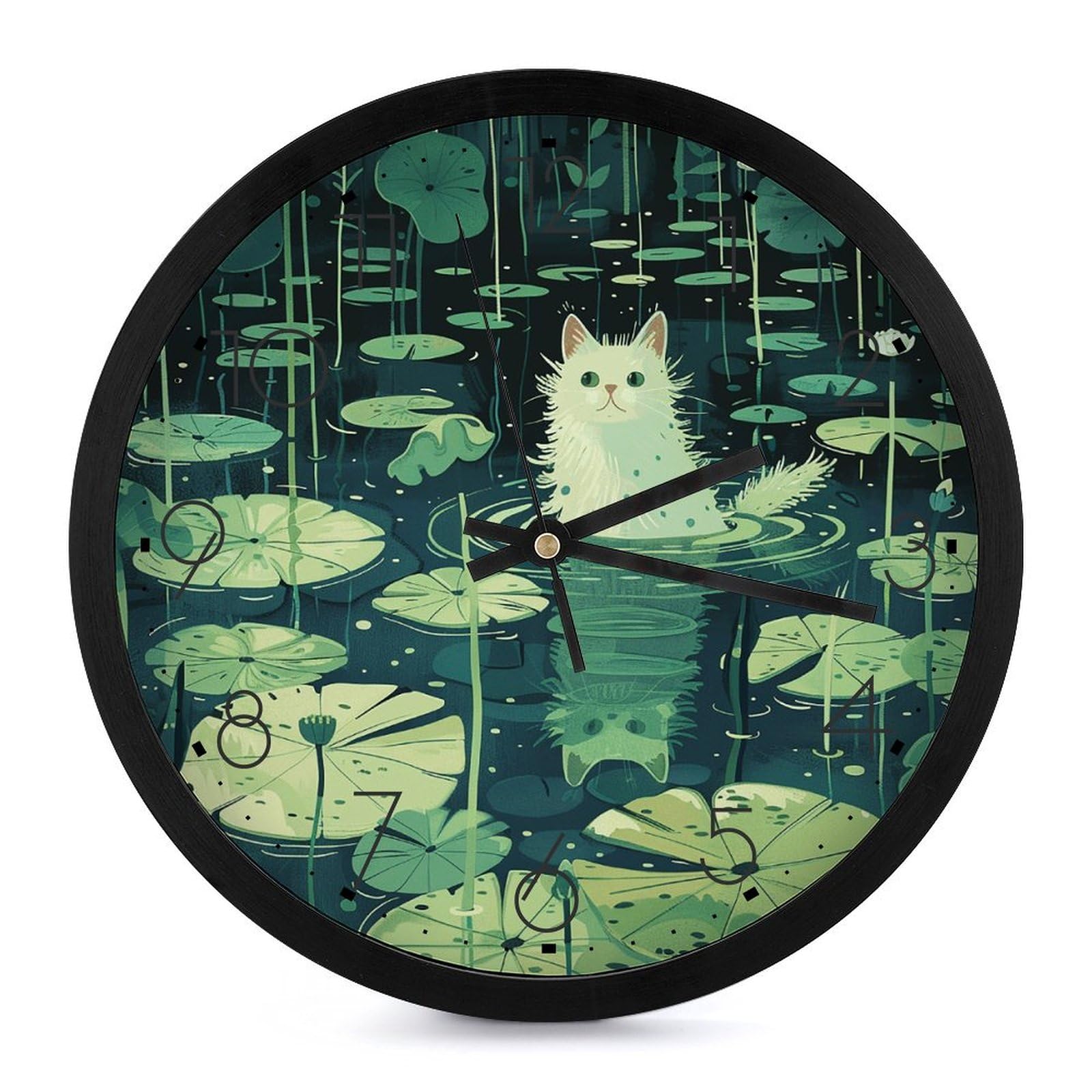 Horloge murale chat de 25 cm silencieuse et moderne pour salon