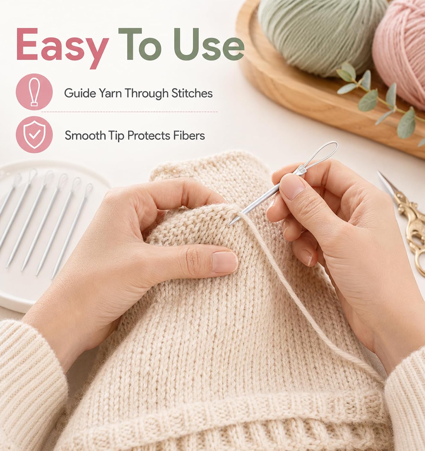 6 Pcs Yarn Needles, Tapestry Needles for Yarn, Sewing, Knitting, Crochet
