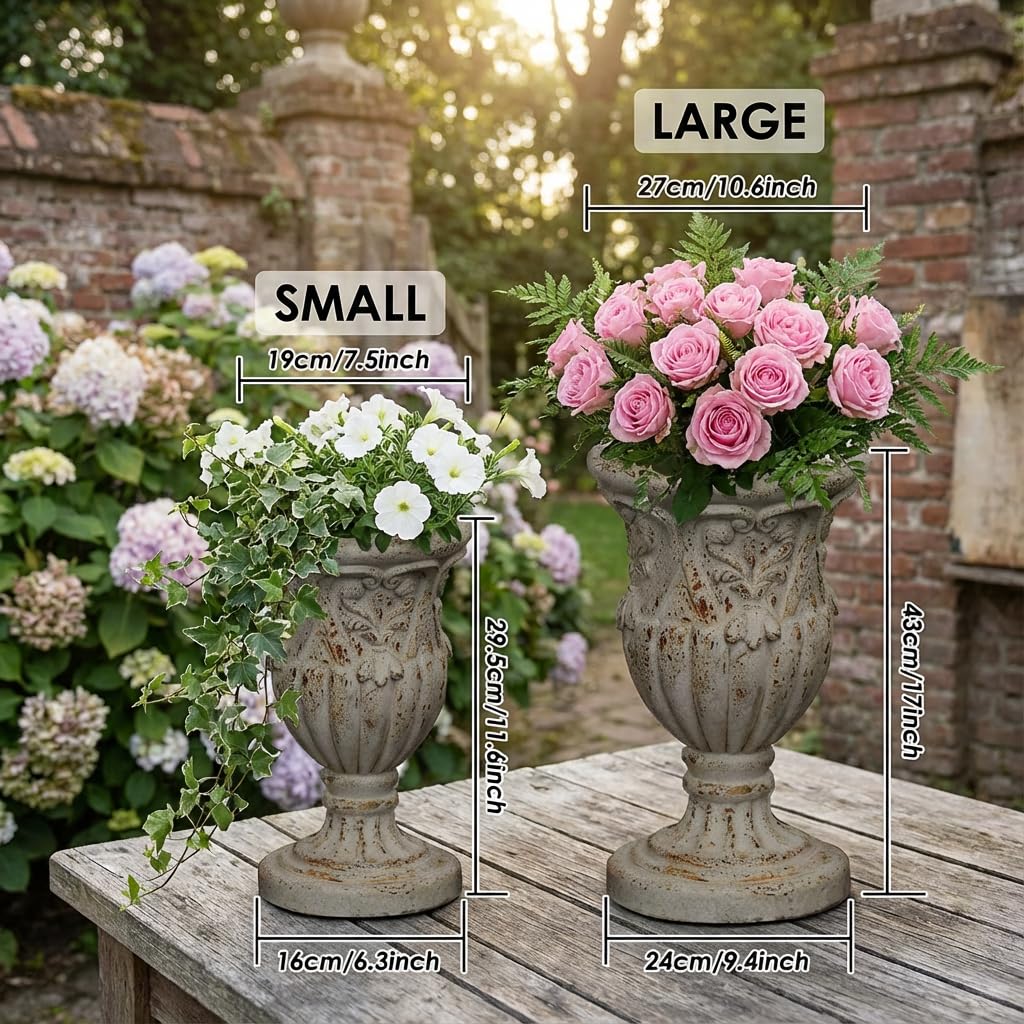 Amazon.com : Shlinnuo 17 Inch Vintage Planter for Outdoor Plants, Embossed  Design Durable and Sturdy Resin Fiber Flowerpots with Drainage Hole,  Decorative Orchid Houseplant Pot Indoor Outdoor Plant Container : Patio,  Lawn