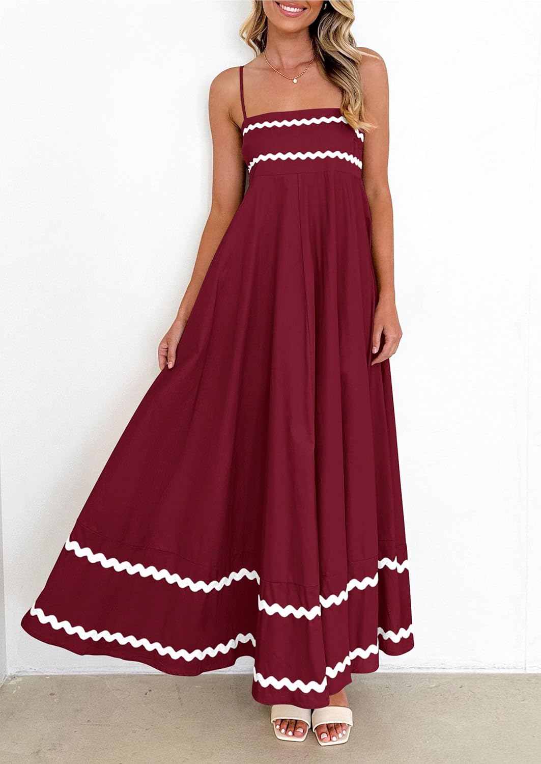 PRETTYGARDEN Women's 2026 Summer Flowy Maxi Dress Casual Sleeveless Spaghetti Strap Ruffle Beach Long Dresses - Image 4