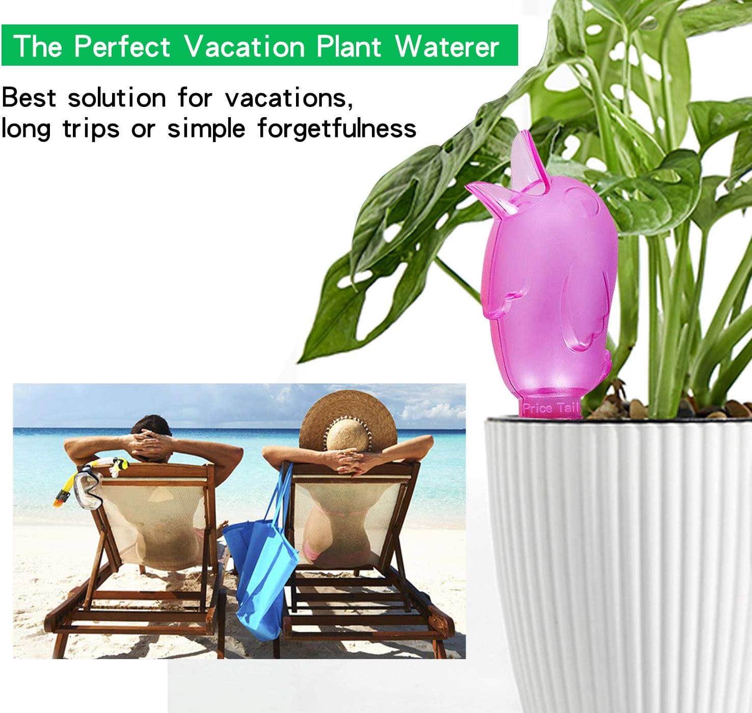 Pricetail Self Watering Spike Planter Drip Irrigation Watering Spikes Moist Roots for Plant Healthier Self Watering Plant Automatic Dripper Watering Bird Reservoir 4 Packs - Image 5