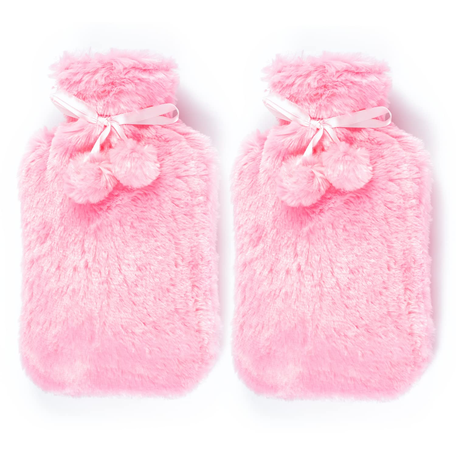 Lot de 2 bouillottes avec housse UK – 2 bouillottes en caoutchouc naturel de 2 litres – Sac d'eau chaude parfait pour soulager la douleur, réchauffer les mains et les pieds et compresse froide